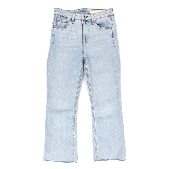 rag & bone Nina High-Rise Stretch Flare Ankle Jeans Jade Light Wash Boho Grunge - Picture 1 of 7